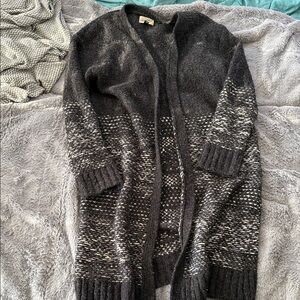 Universal Thread Black & White Marled Open-Front Long Cardigan